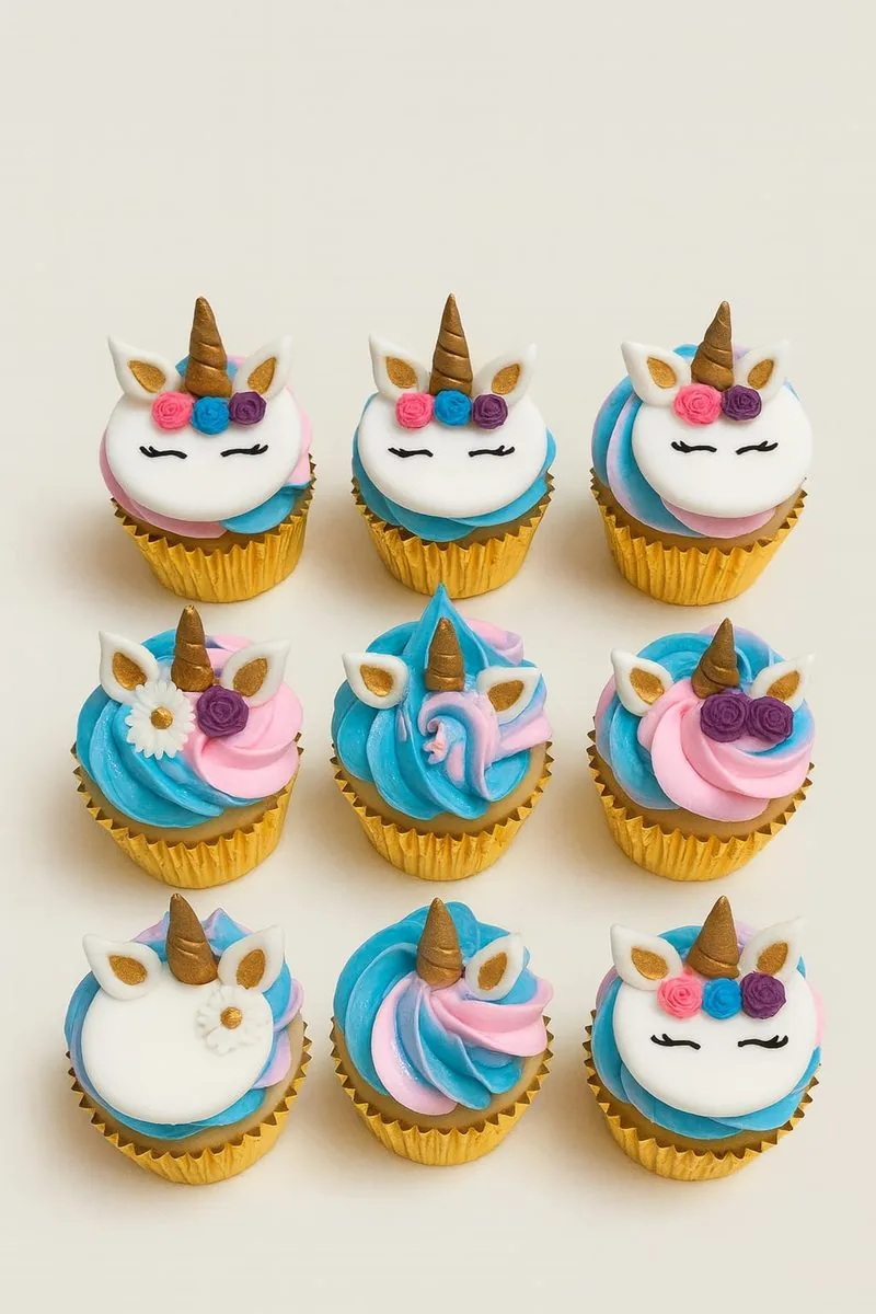 Cupcakes licorne arc-en-ciel pour anniversaire, livrés à Aulnay-sous-Bois