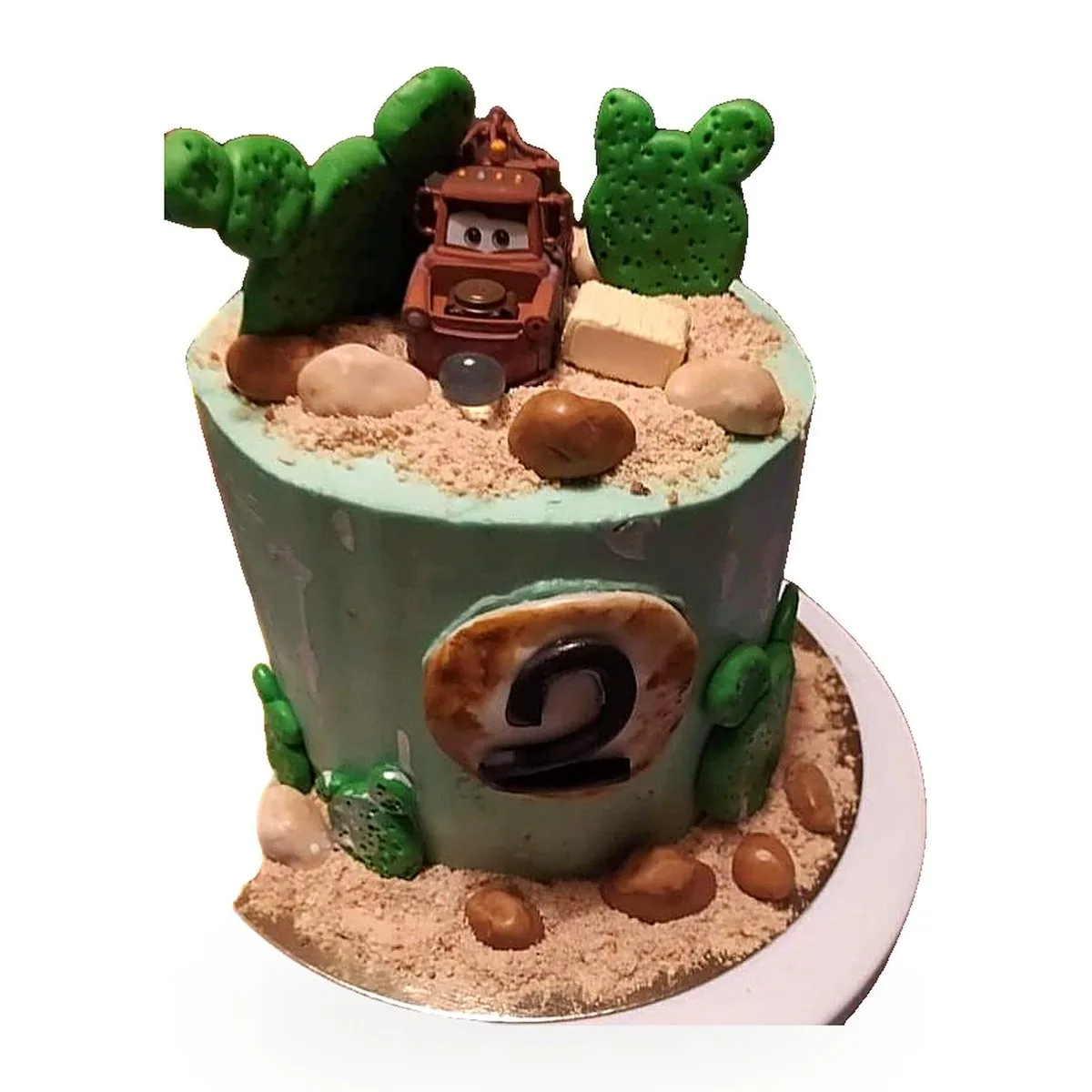 Gâteau Cars Martin décor désert pour anniversaire enfant 2 ans, livré à Sevran