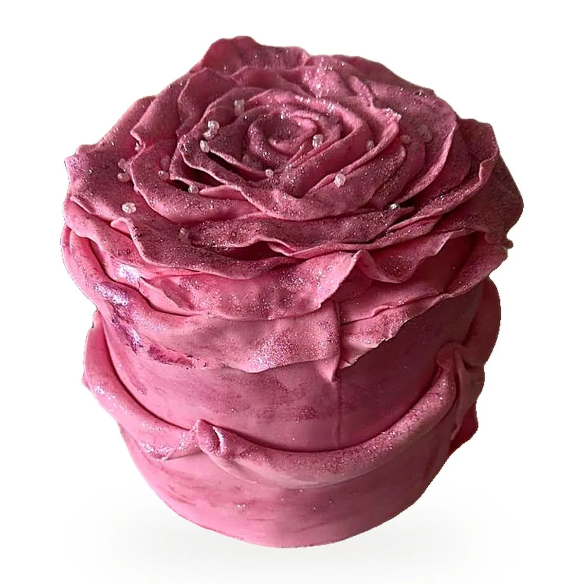 Gâteau rose sculpté en pétales, pâtisserie artisanale livrée au Blanc-Mesnil
