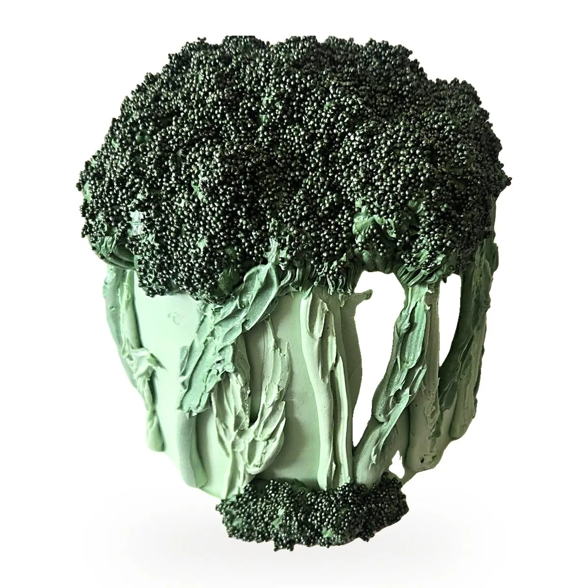 Gâteau brocoli trompe-l'œil en crème verte, gâteau humoristique pâtisserie 93