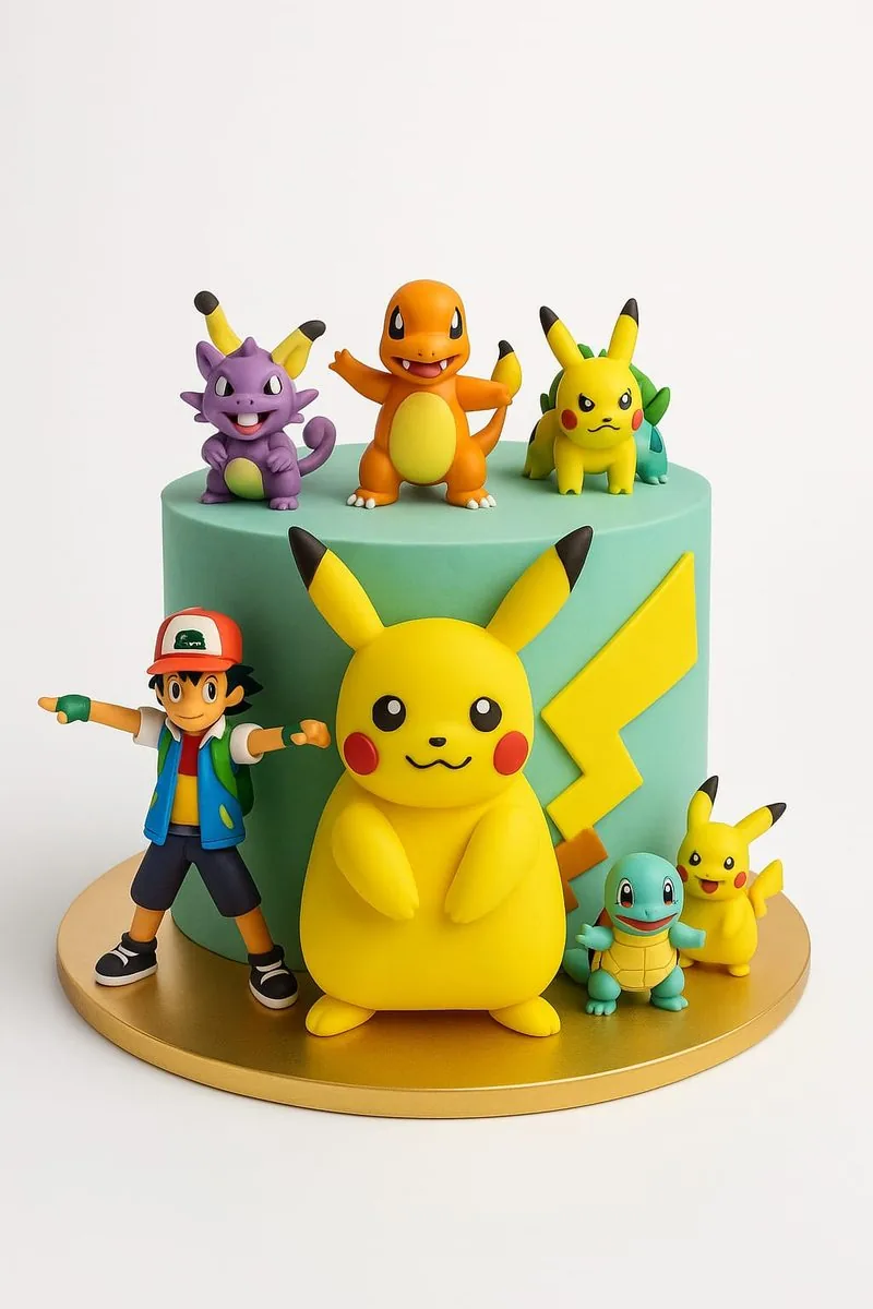 Gâteau Pokémon Pikachu et Sacha, gâteau d'anniversaire enfant livré à Aulnay-sous-Bois