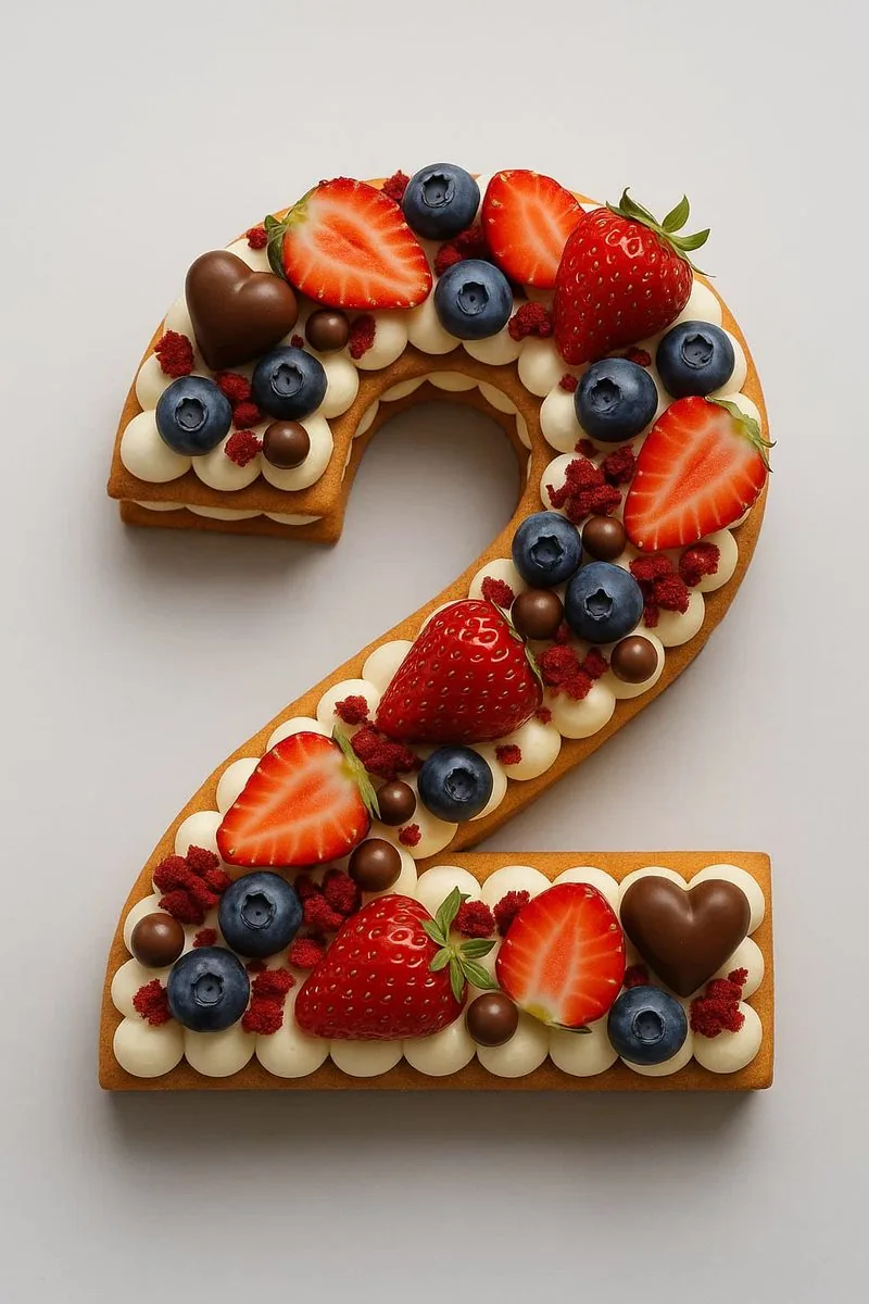 Number cake chiffre 2 fraises et myrtilles, gâteau anniversaire Drancy